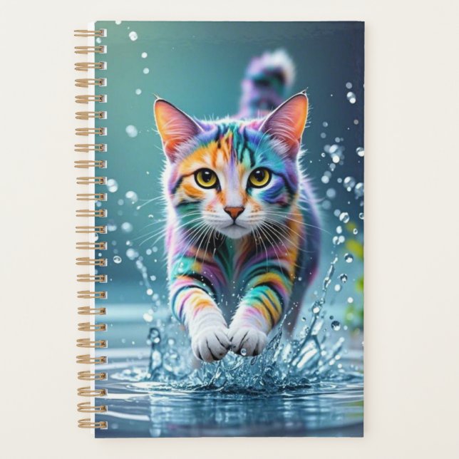Colourful cat, splash, painting, colouring grading planner (Front)