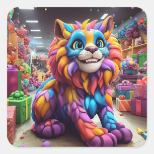 Colourful Cat Square Sticker