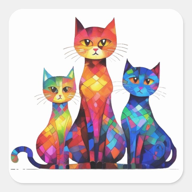 Colourful Cat Stickers (Front)