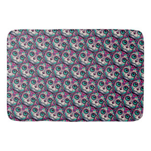 Colourful Cat Sugar Skull Bath Mat