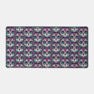 Colourful Cat Sugar Skull Desk Mat
