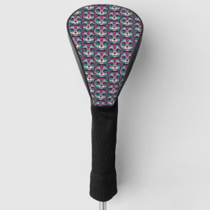 Colourful Cat Sugar Skull Golf Head Cover