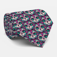 Colourful Cat Sugar Skull