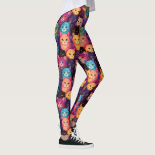 Colourful Cat-Themed Leggings for Cat Lovers