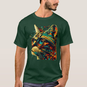 Colourful Cat Thinking Cat Kitten Lover T-Shirt