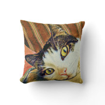 Colourful Cat Throw Pillow
