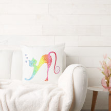 Colourful Cat Throw Pillow