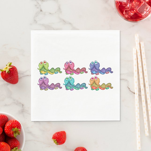 Colourful Caterpillar Characters Fun Whimsical Napkin (Creator Uploaded)