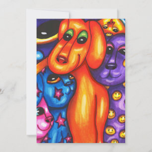 colourful cats and dogs abstract original art thank you card