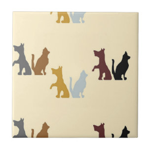 Colourful cats and dogs pattern ceramic tile