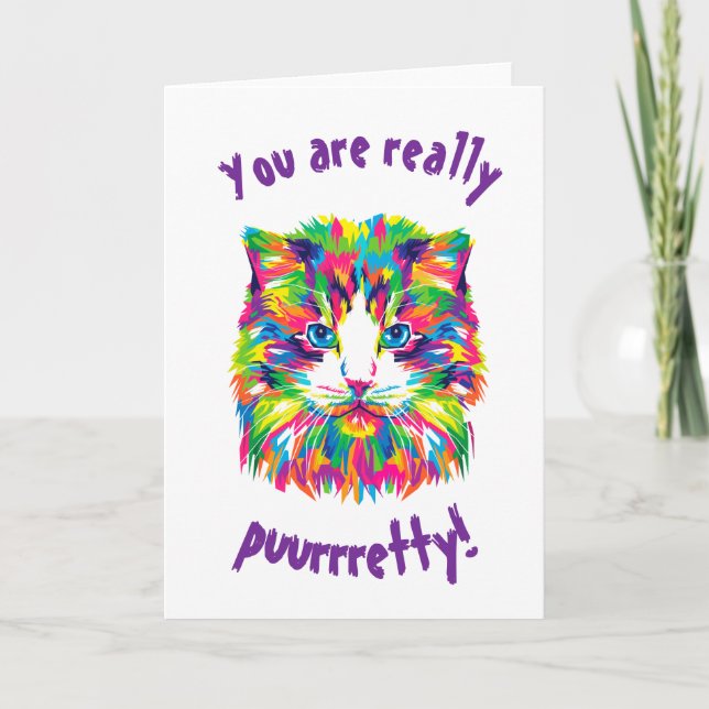 Colourful Cats Art Aesthetic Cat Pictures Cat Art  Card (Front)