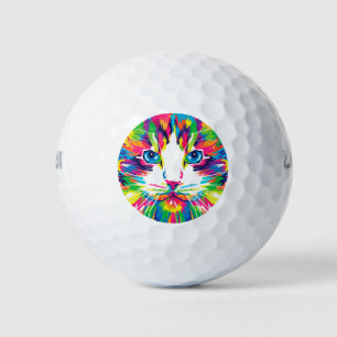 Colourful Cats Art Aesthetic Cat Pictures Cat Art  Golf Balls