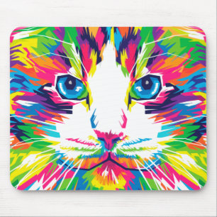 Colourful Cats Art Aesthetic Cat Pictures Cat Art Mouse Pad