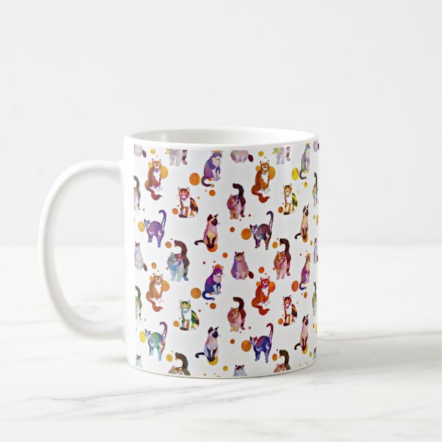 Colourful cats coffee mug (Left)