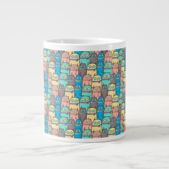 Colourful Cats Collage Cat Lover Large Coffee Mug (Front)