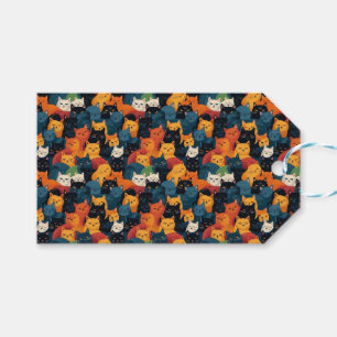 Colourful cats crowded sleeping gift tags