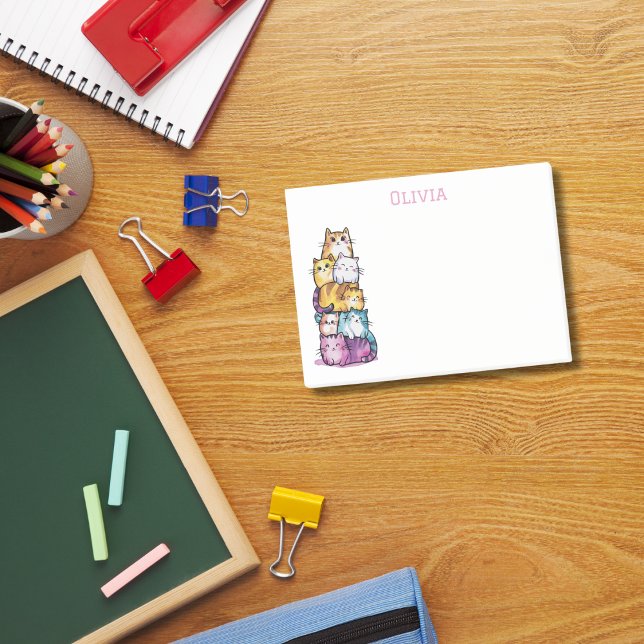 Colourful Cats Cute Watercolor Funny Office Post-it Notes (Creator Uploaded)