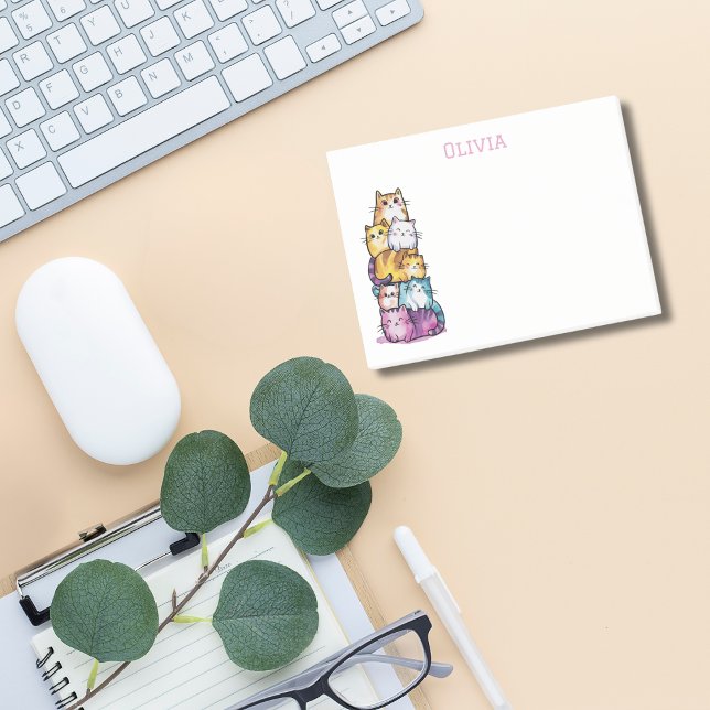 Colourful Cats Cute Watercolor Funny Office Post-it Notes (Creator Uploaded)