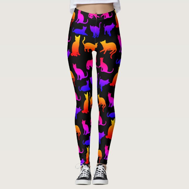Colourful Cats Design Leggings (Front)