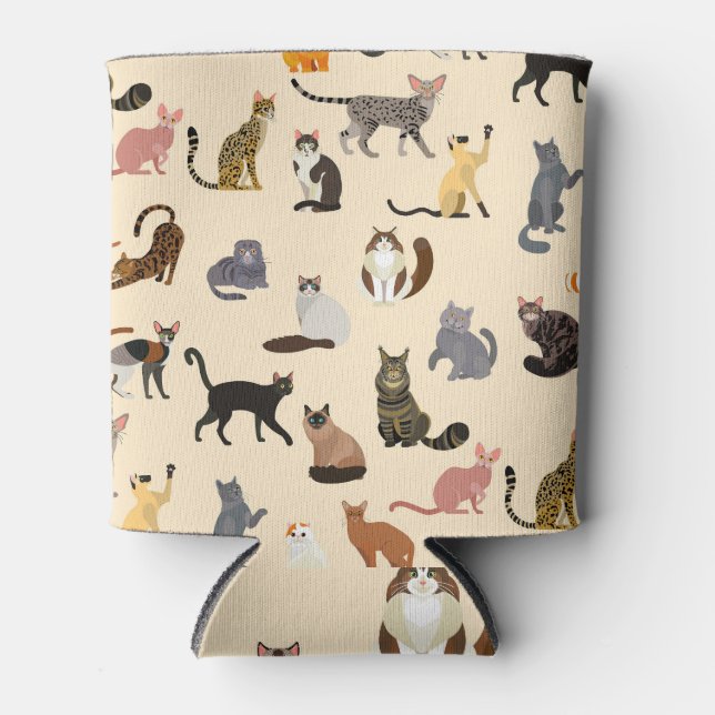 Colourful Cats: Different Breeds Pattern Can Cooler (Front)