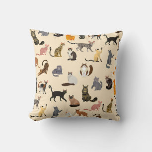 Colourful Cats: Different Breeds Pattern Cushion