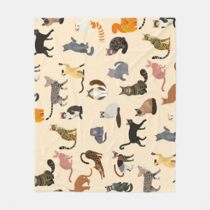 Colourful Cats: Different Breeds Pattern Fleece Blanket