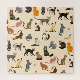 Colourful Cats: Different Breeds Pattern Jigsaw Puzzle