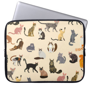 Colourful Cats: Different Breeds Pattern Laptop Sleeve