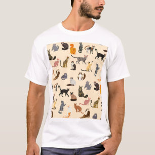 Colourful Cats: Different Breeds Pattern T-Shirt