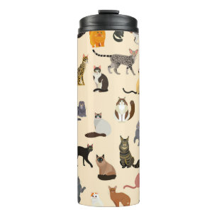 Colourful Cats: Different Breeds Pattern Thermal Tumbler