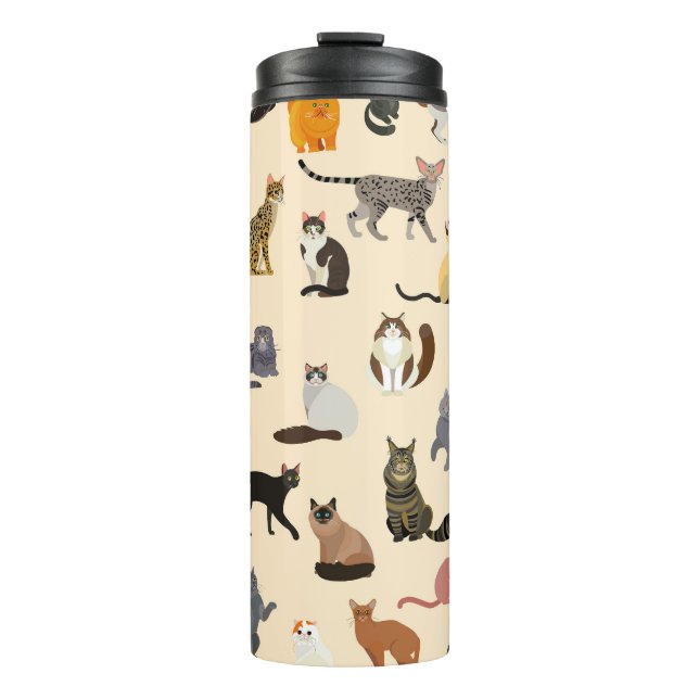 Colourful Cats: Different Breeds Pattern Thermal Tumbler (Front)