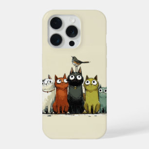Colourful Cats Group – Cute Whimsical Cat Art iPhone 15 Pro Case
