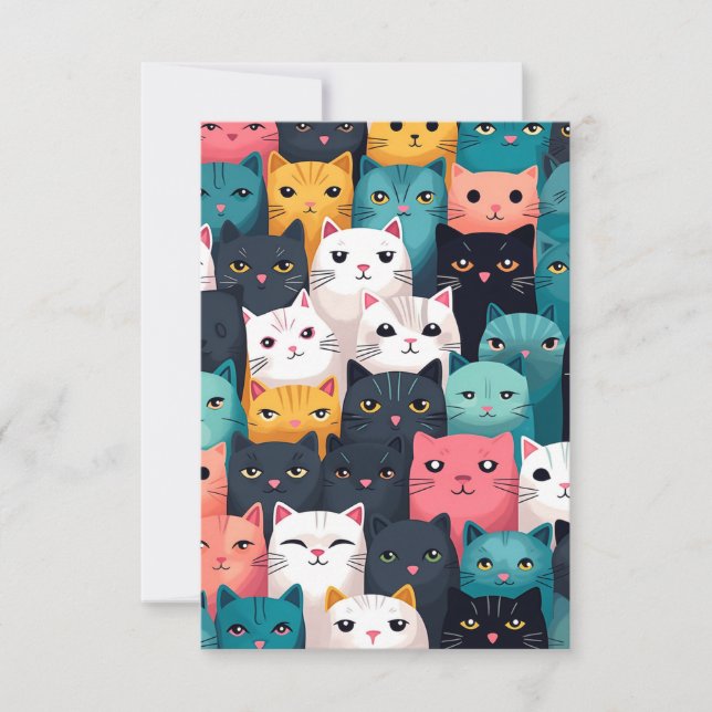 Colourful cats invitation (Front)