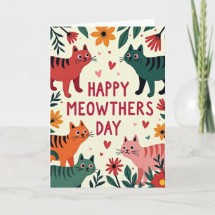 Colourful Cats Mothers Day Card