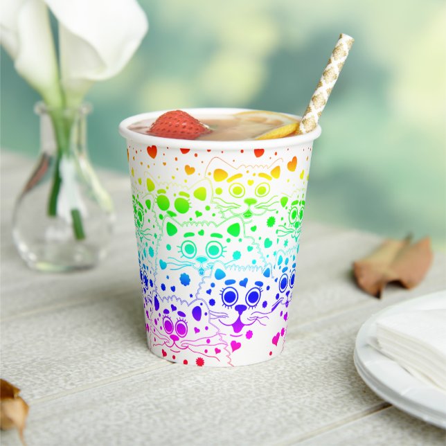 Colourful cats paper cups (Insitu)
