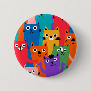 Colourful cats pattern 6 cm round badge