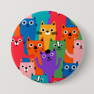Colourful cats pattern 7.5 cm round badge
