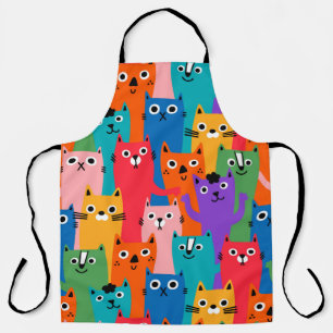 Colourful cats pattern apron