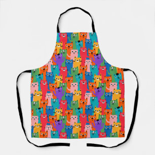 Colourful cats pattern apron