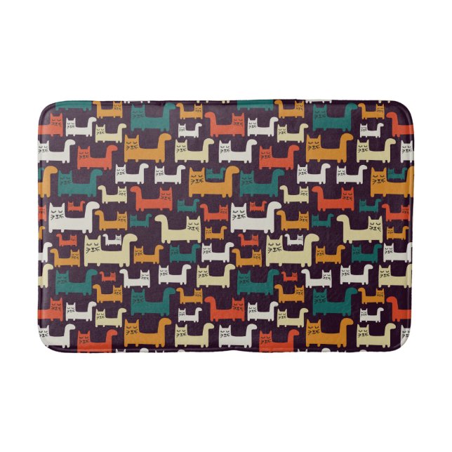 Colourful Cats Pattern bath mats (Front)