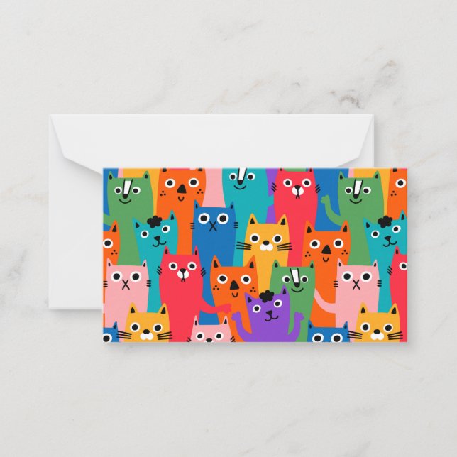 Colourful cats pattern card (Front)