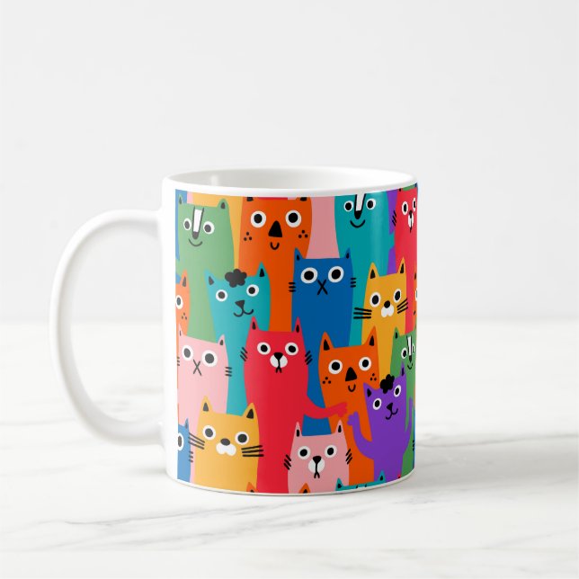 Colourful cats pattern coffee mug (Left)