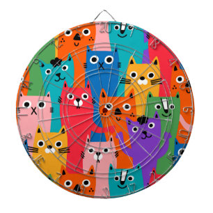Colourful cats pattern dartboard