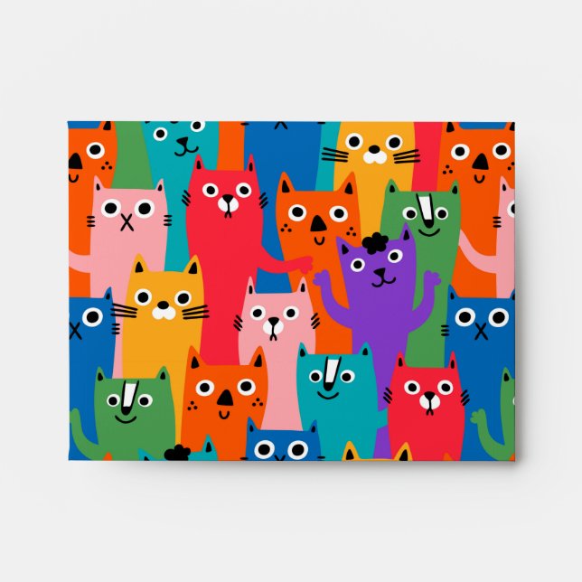Colourful cats pattern envelope (Front)
