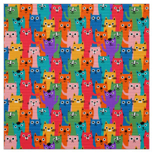 Colourful cats pattern fabric
