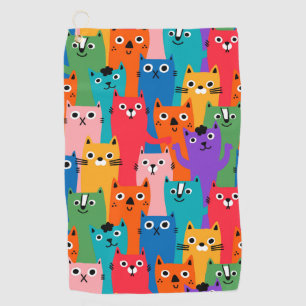 Colourful cats pattern golf towel