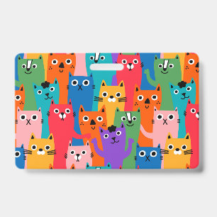 Colourful cats pattern ID badge