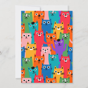 Colourful cats pattern invitation