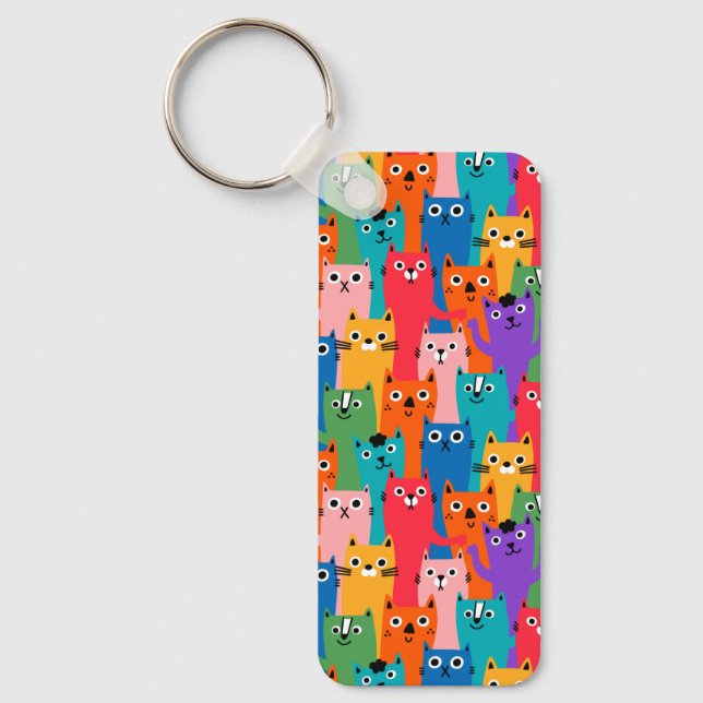 Colourful cats pattern key ring (Front)