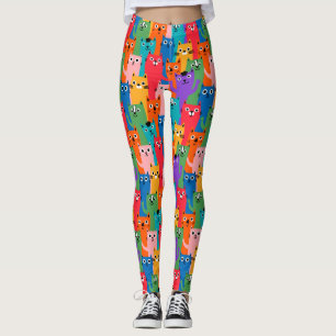 Colourful cats pattern leggings